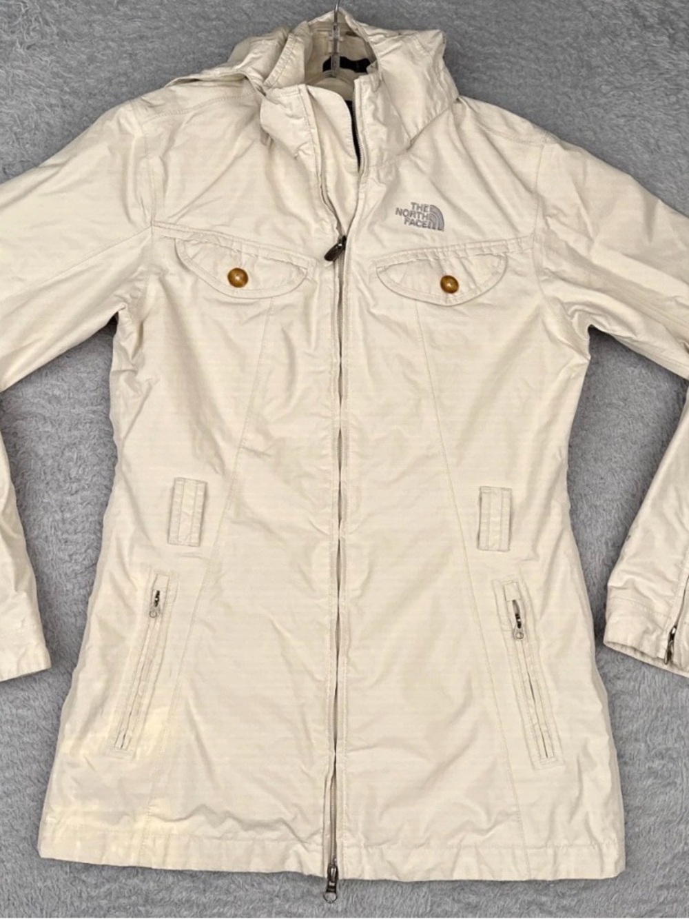 The North Face Women's Cream Zip-Front Trench Coat